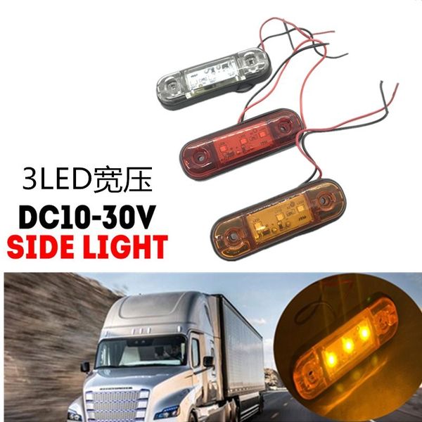 

10pcs/set 3 leds side marker lighjt for 10-30v truck van trailer amber lamp light auto car bus indicator trailer light rear lamp