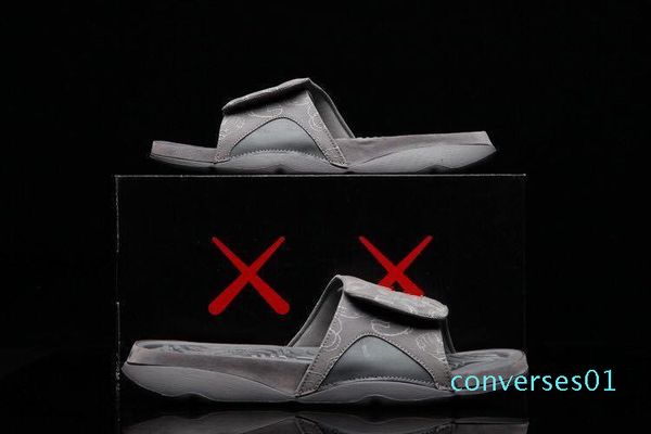 

4s x hydro designer sandals men glow cool grey luxury shoes slides summer fashion flat thick sandals beach slipper flip flop us7-12 co01, Black