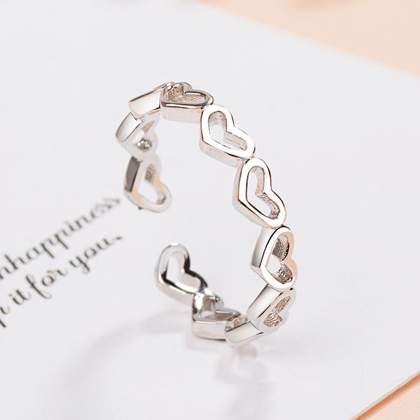 

Love small group open ring female simplicity Japanese and Korean fashion heart to heart connection index finger ring students chic ring is a