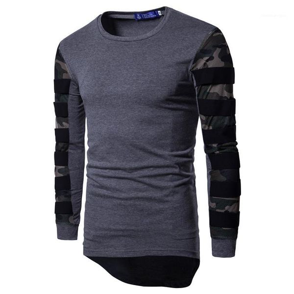 

autumn plus size mens designer tshirts fashion camouflage long sleeves t shirts crew neck spring, White;black