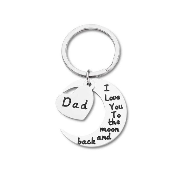 

keychain gift for dad keyring pendant from son daughter for dad papa stepfather daddy birthday gifts father present, Silver