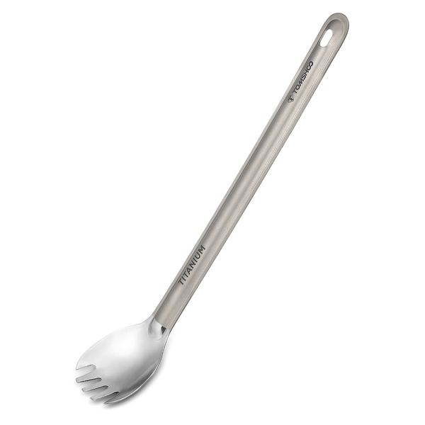

tomshoo titanium fork spoon long handle outdoor portable matte finish dinner spork cutlery camping backpacking picnic