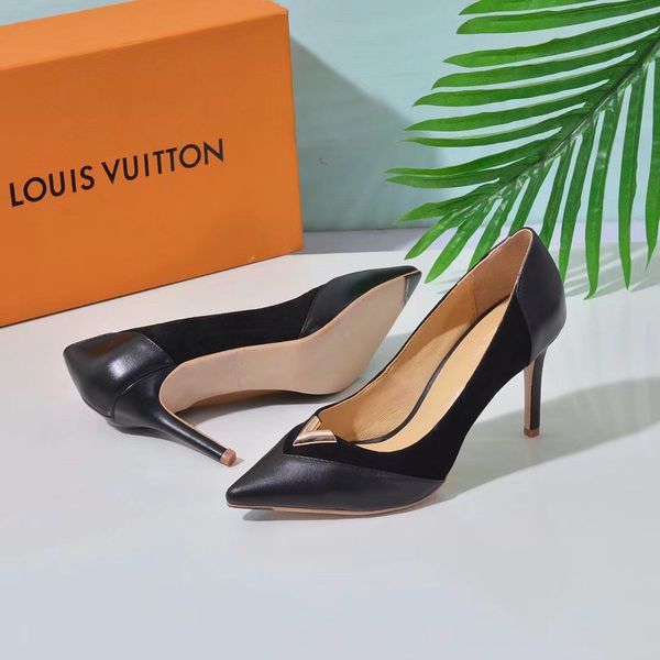 

luxurious handmade woman fashion pumps genuine leather pointed toe thin heel shoes classic elegant office lady pumps, Black