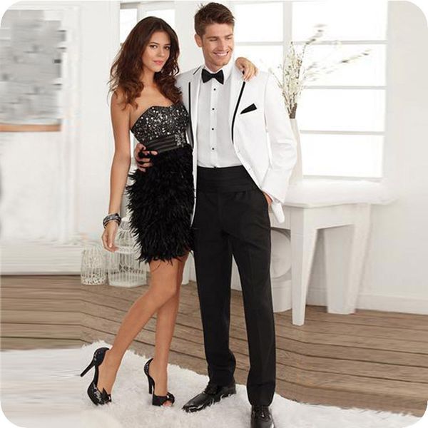 

latest designs white men suits groom wedding tuxedos formal slim fit man blazers coat black pants 2 pieces terno masculino costume homme, Black;gray