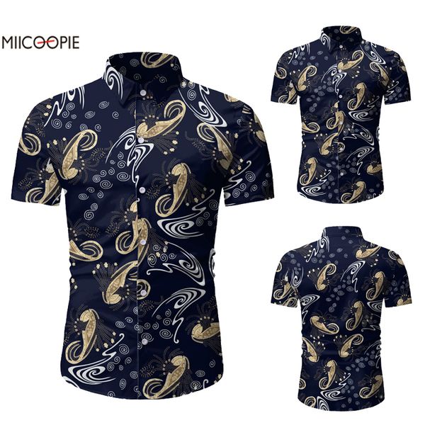 

men's hawaiian short sleeve shirt ropa de hombre 2019 new summer printed beach shirt, White;black