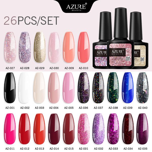 

beauty 20pcs/lot gel nail polish set soak off semi permanent uv gel lacquer long lasting nail kits need base coat, Red;pink