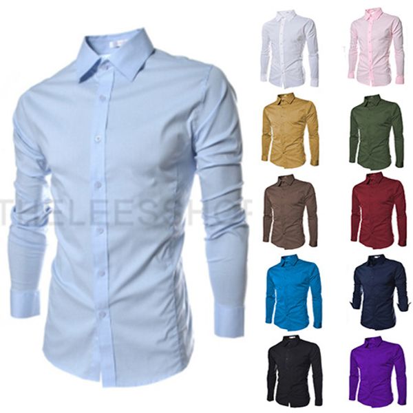 

solid mens shirts cusual business shirt turn-down collar office wear, White;black
