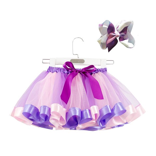 

new girls kids tutu party dance ballet toddler baby costume skirt+bow hairpin set drop shipping