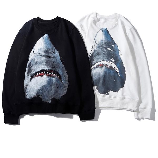 

winter designer mens hoodie with shark luxury sweatshirt for men long sleeve pullovers hoodies clothing animal printed men clothing, Black