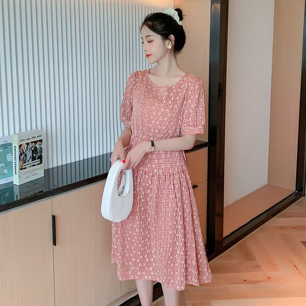 

802 # лето корейский моды printed для беременных длинные платья элегантные линии, сыпучие одежда для беременных слим беременность одежда, White