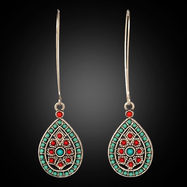 

fashion resin water drop earrings for women ethnic bohemian long hanging dangle earring bar statement jewelry 2019 new design, Silver