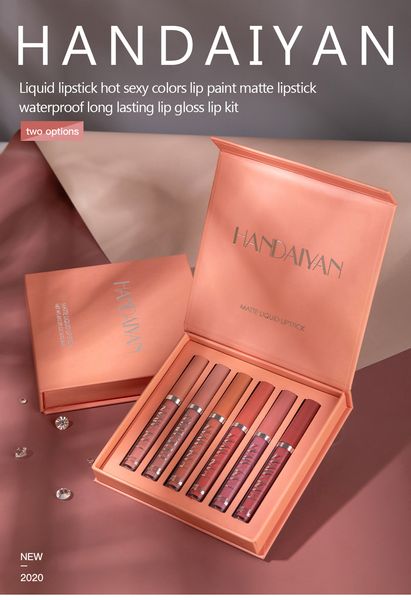 DHL Free 2020 Nova Handaiyan Liquid Batom Hot Sexy Colors Lip Paint Matte Batom impermeável Lábio Lábio Lábio Lip Kit