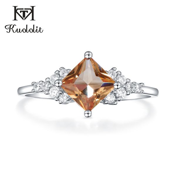 

kuololit zultanite gemstone ring for women solid 925 sterling silver created color change square diaspore stones fine jewelry, Golden;silver