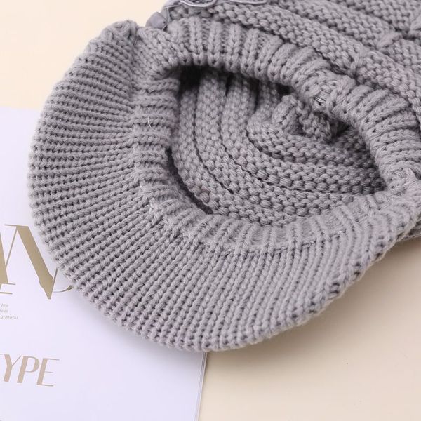 

grey ladies knitted hat women knitted skullies girls cap crochet hat skull cap bonnet peaked beanie caps winter femme snapback ewkes, White;black