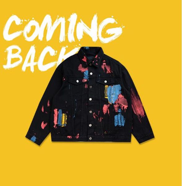 

mens designer splash paint jackets street denim jacket luxury men streetwear brand jacket wear on both sides clothing, Black;brown