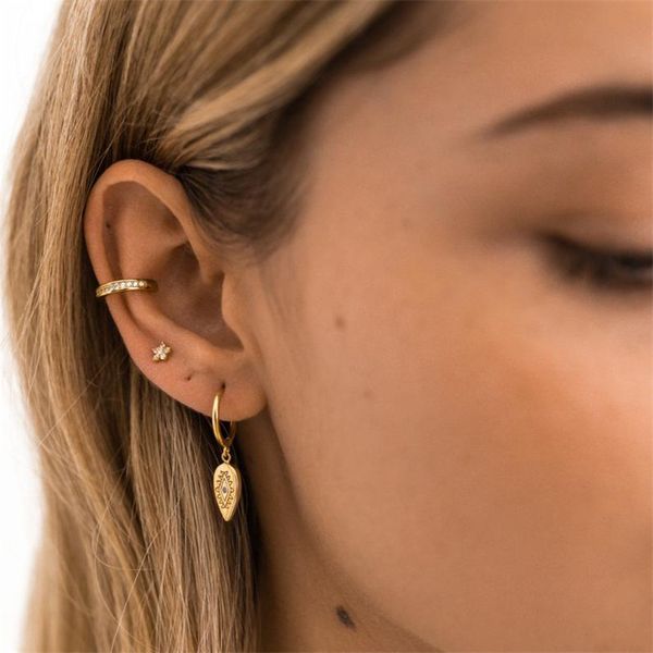 

s925 sterling silver water drops demon eye earrings trendsetter creative ins wind ear buckle accessory female for mother women, Golden;silver