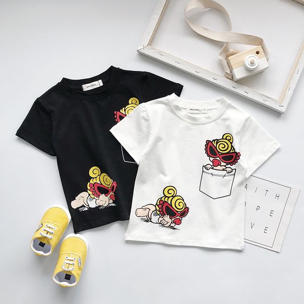 

kids summer t shirt for boys japanese style girls cartoon children short sleeve tee bebe boys troddler clothes 2-7yrs y200704, Blue