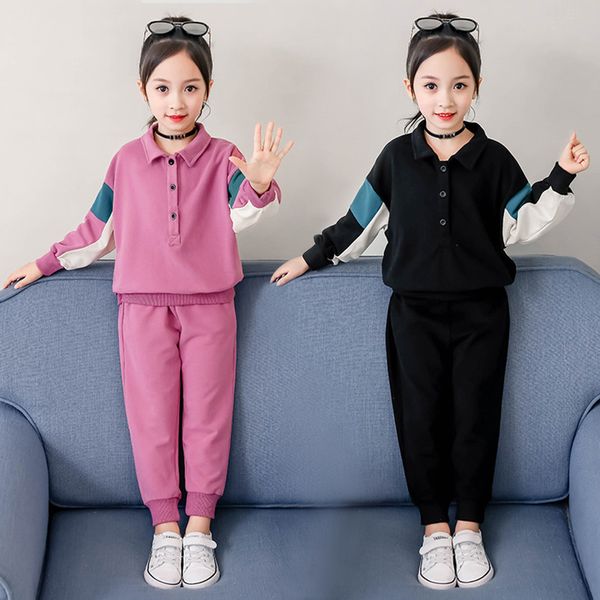 

jmffy девочки одежда 2019 весна осень новые костюмы little girl двухсекционный вскользь сладкие спорт дети подростки комплекты 4-15t, White