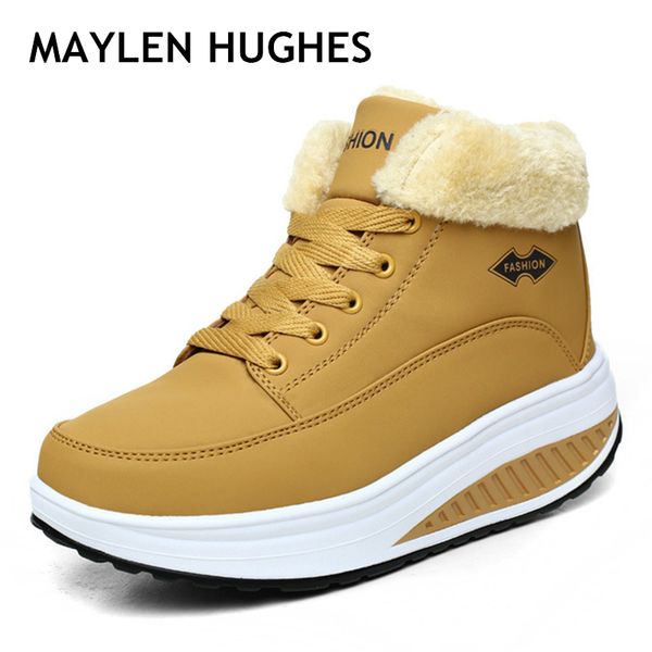 

new arrival women outdoor sport breathable running shoes height increasing waterproof athletic warm plush sneakers winter boots