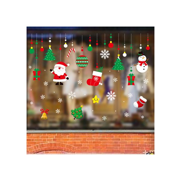 

christmas window clings decal stickers xmas winter wonderland decorations santa claus ornaments party supplies (1 sheet) hyc-62