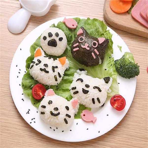 Sorriso bonito Cat Sushi Arroz Mold Decor cortador Sandwich DIY Ferramenta japonês Rice Ball sushi Ferramentas Criador de cozinha