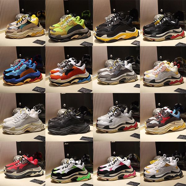 

triple s designer shoes for mens womens mulity colour vintage clunky sneaker black white blue paris casual old dad shoes