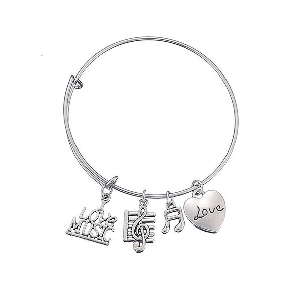 

ardently love music department column adjust bracelet love music lettering bracelet stainless steel circle hand decorate, Golden;silver