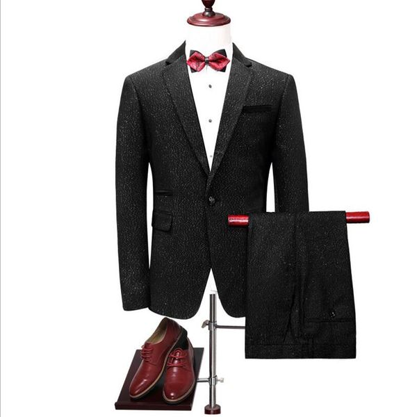 

new men's casual suit suit korean version of the self-cultivation two-piece youth banquet wedding dress tide, White;black