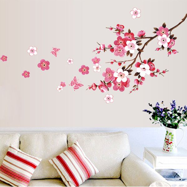 

120x50cm cherry blossom flower wall stickers waterproof living room bedroom wall decals 739 decors murals poster