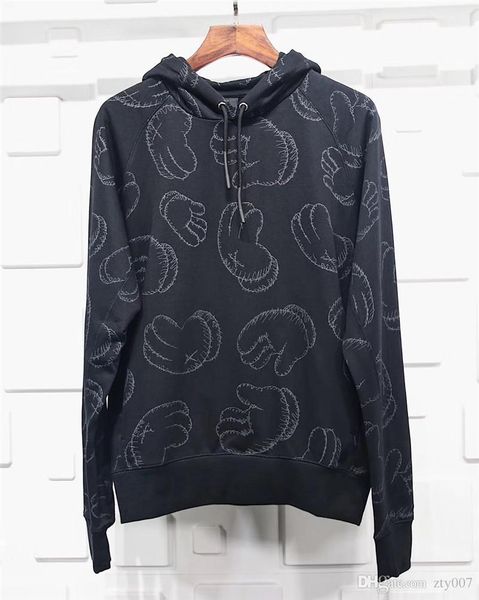 

19ss release kaws x 2017 air apparel men's clothing pullover hat men's and women hoodies & sweatshirts fashion hoodie us size s-xx, Black