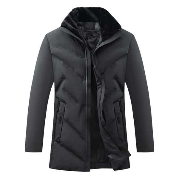 

mens brand winter jacket parkas zipped warm tracksuit casual windbreaker hoodies long sleeve outwear coat, Black