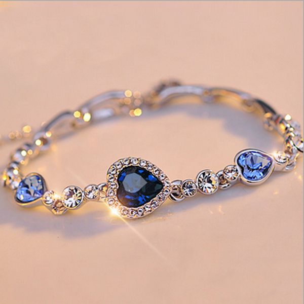 

4 color fashion popular love crystal bracelet fashion ocean heart european and american jewelry accessories bracelet, Black