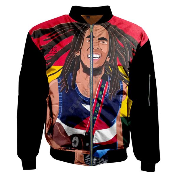 

plstar cosmos new fashion casual 3dfullprint men/women reggae bob marley hip hop zipper/bomber jackets/hoodies/hoodie s-6, Black;brown