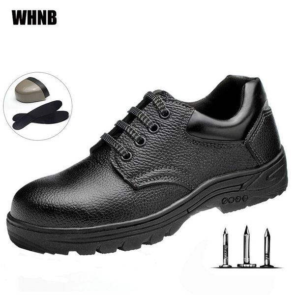 

men labor insurance shoes new microfiber leather anti-smashing stab safety shoes breathable outdoor men work, Black