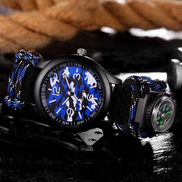 

men women watch camouflage round dial wrist watch with nylon braided rope belt ll@17, Slivery;brown