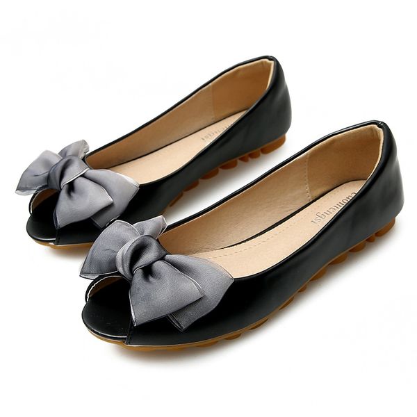 

2020 new fashion women flats peep toe flats comfortable comfortable fabrics black apricot white shoes woman