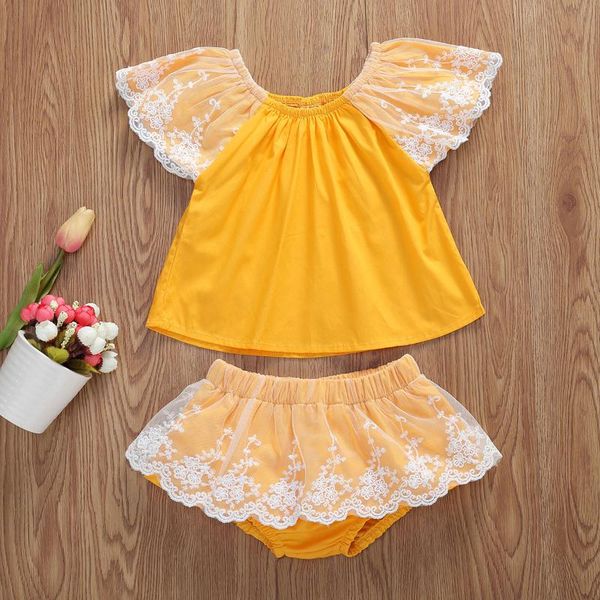 

0-24m newborn baby girls lace shorts suit o-neck short sleeve blouse plaid shorts clothes outfits, White