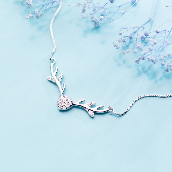 

mloveacc authentic 925 sterling silver delicate elk deer pendant necklace for women fashion short chain necklace