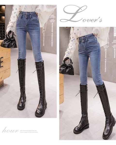 

navy blue women's tailored waist and hip princess jeans bk2556