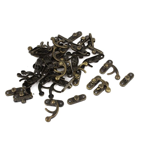 

antique wood box latch sets case lock hinge, bronze tone, 20 piece, Black