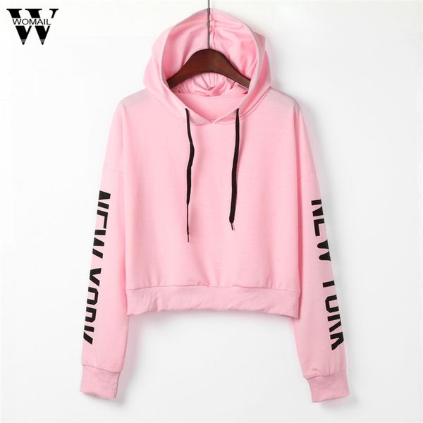 

womail womens letters long sleeve hoodie sweatshirt pullover casual sweatshirts polyester blouse gift jan 25 drop ship, Black