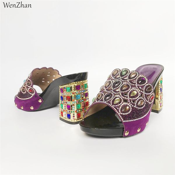 

purple color fashion sandals italy design shoes nigerian single shoes for women party 37-42 wenzhan d910-22, Black