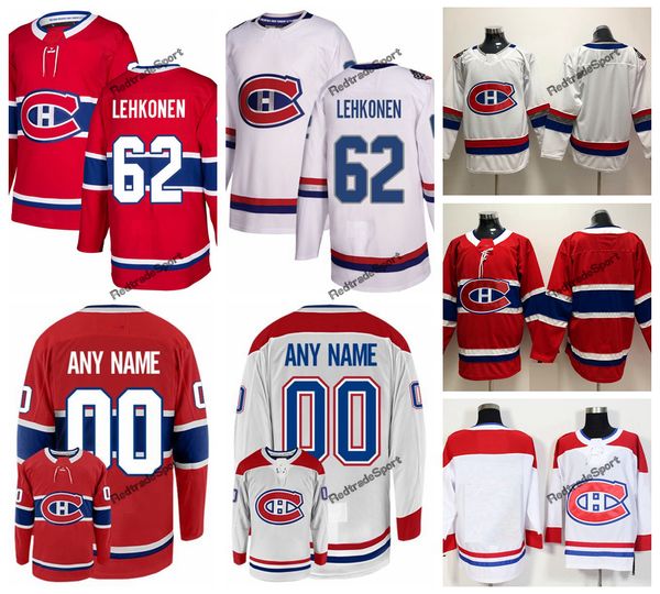

2018 montreal canadiens 100th classic artturi lehkonen hockey jerseys custom home red #62 artturi lehkonen stitched shirts s-xxxl, Black;red