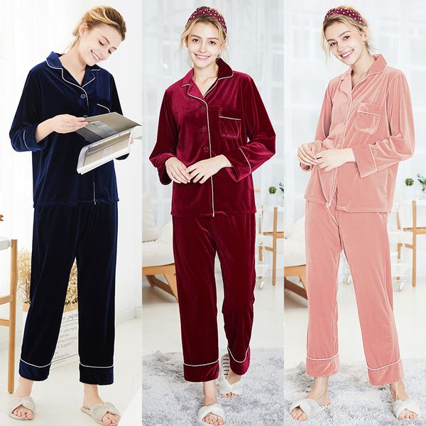 

2019 women suit long sleeve large size pijamas women pyjamas satin loungewear unicorn pajamas spring night clothes set, Black;red