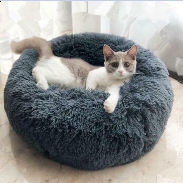 

comfy успокаивающий dog / cat bed круглый супер мягкий плюш pet bed gray