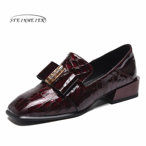 

women summer leather shoes woman brogue lady flats shoes vintage sneakers slip on spring casual for women 2020, Black
