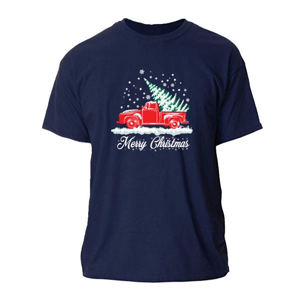 

print red snow truck christmas tree nostalgic xmas mens t-shirt fitness t shirt men women 3xl round collar tshirt men women, White;black
