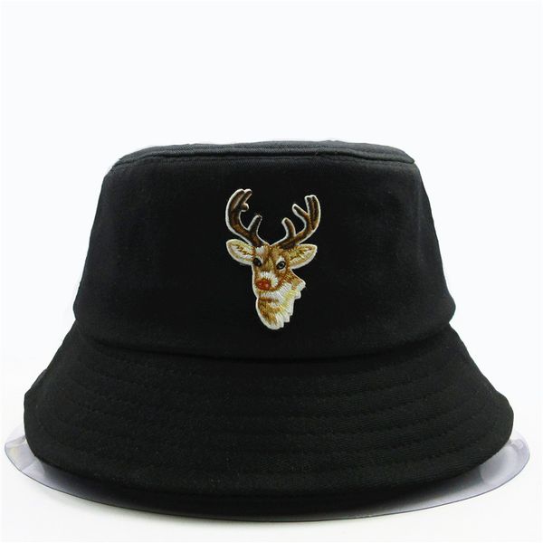 

ldslyjr deer animals embroidery cotton bucket hat fisherman hat outdoor travel sun cap hats for men and women 245