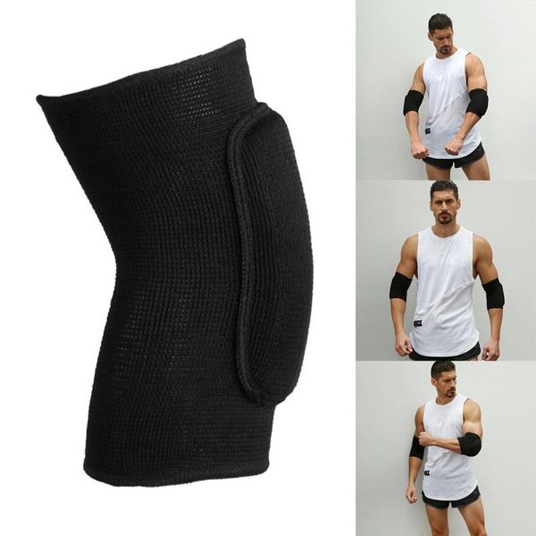 

1pair 2pcs elastic elbow knee support sports knitted sponge protectors elbow pad knee protectors guard brace outdoor tools, Black;gray
