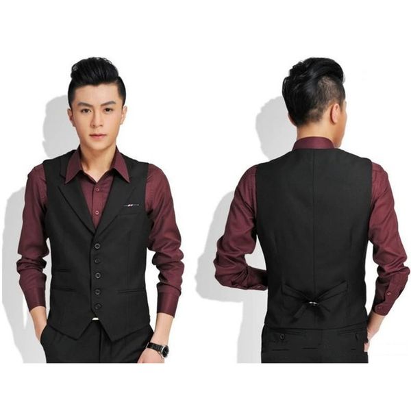 

new arrival custom made black/red groomsmens man vest custom made size and color five buttons wedding/prom/dinner waistcoat, Black;white